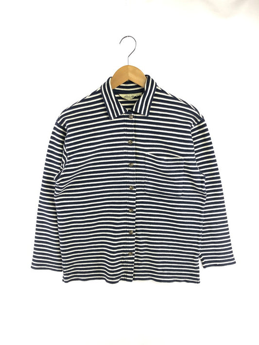 【中古品】【メンズ】 EDDIE BAUER エディー バウアー 90'S SUMMER KNIT BORDER SHIRT 90年代 サマーニット ボーダー シャツ 長袖シャツ 146-260531-na-18-tagh サイズ：XS カラー：ネイビー/ホワイト 万代Net店
