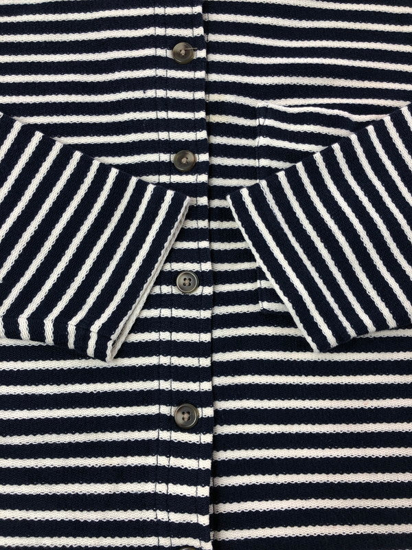 【中古品】【メンズ】 EDDIE BAUER エディー バウアー 90'S SUMMER KNIT BORDER SHIRT 90年代 サマーニット ボーダー シャツ 長袖シャツ 146-260531-na-18-tagh サイズ：XS カラー：ネイビー/ホワイト 万代Net店