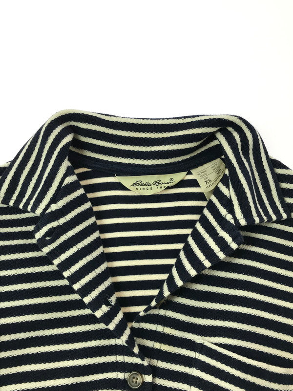 【中古品】【メンズ】 EDDIE BAUER エディー バウアー 90'S SUMMER KNIT BORDER SHIRT 90年代 サマーニット ボーダー シャツ 長袖シャツ 146-260531-na-18-tagh サイズ：XS カラー：ネイビー/ホワイト 万代Net店