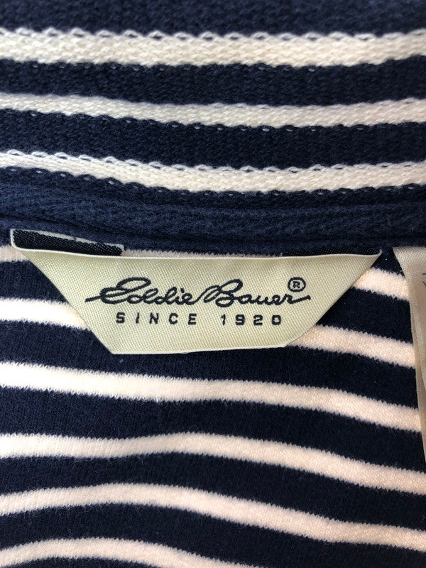 【中古品】【メンズ】 EDDIE BAUER エディー バウアー 90'S SUMMER KNIT BORDER SHIRT 90年代 サマーニット ボーダー シャツ 長袖シャツ 146-260531-na-18-tagh サイズ：XS カラー：ネイビー/ホワイト 万代Net店