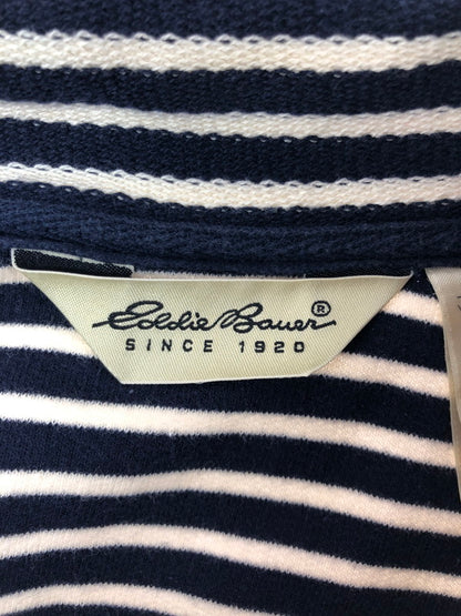 【中古品】【メンズ】 EDDIE BAUER エディー バウアー 90'S SUMMER KNIT BORDER SHIRT 90年代 サマーニット ボーダー シャツ 長袖シャツ 146-260531-na-18-tagh サイズ：XS カラー：ネイビー/ホワイト 万代Net店