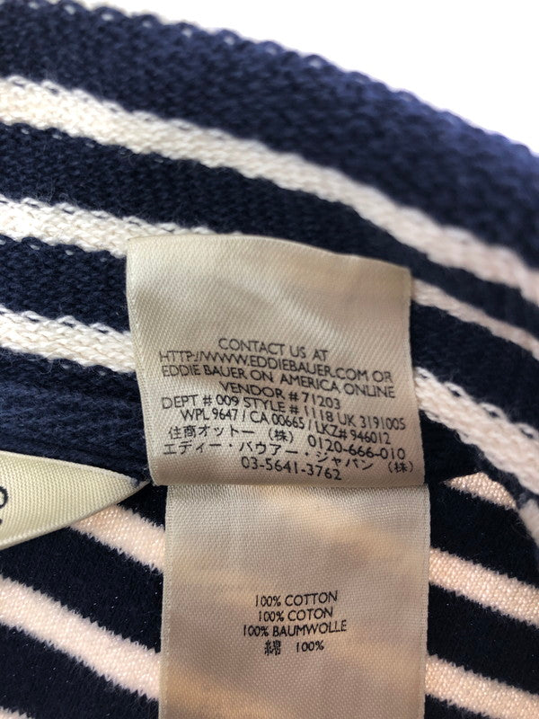 【中古品】【メンズ】 EDDIE BAUER エディー バウアー 90'S SUMMER KNIT BORDER SHIRT 90年代 サマーニット ボーダー シャツ 長袖シャツ 146-260531-na-18-tagh サイズ：XS カラー：ネイビー/ホワイト 万代Net店