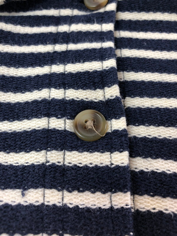 【中古品】【メンズ】 EDDIE BAUER エディー バウアー 90'S SUMMER KNIT BORDER SHIRT 90年代 サマーニット ボーダー シャツ 長袖シャツ 146-260531-na-18-tagh サイズ：XS カラー：ネイビー/ホワイト 万代Net店