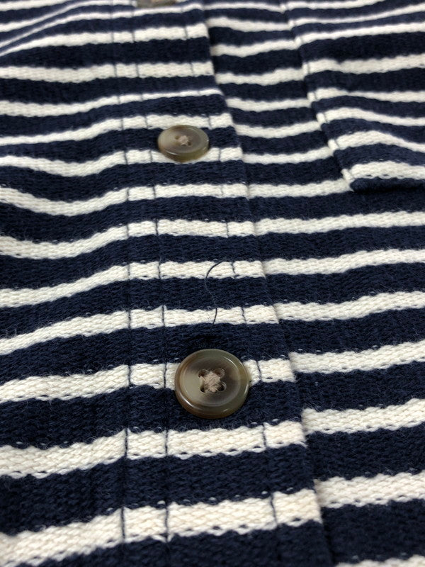 【中古品】【メンズ】 EDDIE BAUER エディー バウアー 90'S SUMMER KNIT BORDER SHIRT 90年代 サマーニット ボーダー シャツ 長袖シャツ 146-260531-na-18-tagh サイズ：XS カラー：ネイビー/ホワイト 万代Net店