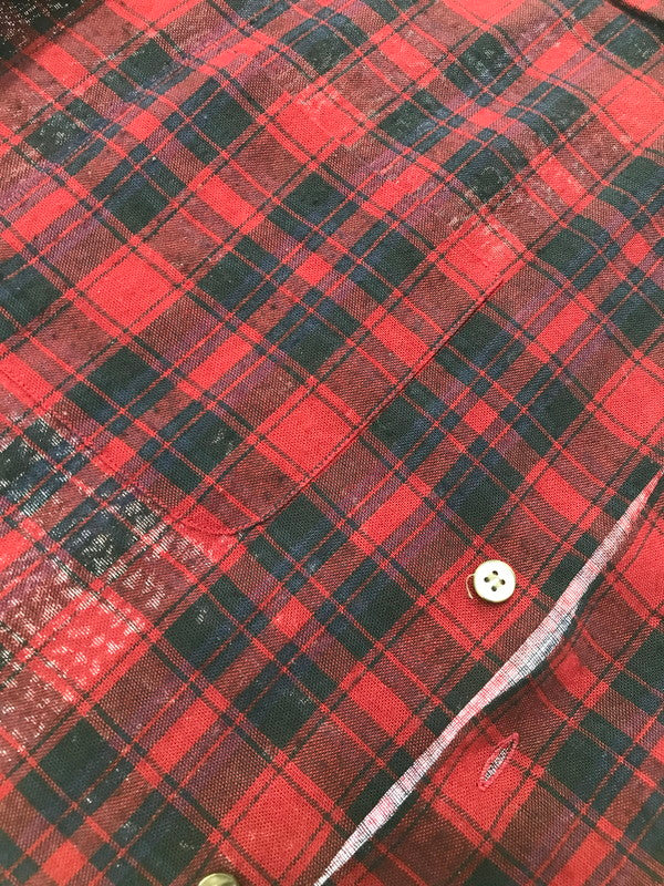 【現状渡し品】【メンズ】 MCGREGOR SCOTSET マックレガー スコットセット CHECK SHIRT チェック シャツ 衿芯 長袖シャツ トップス 146-260607-rt-09-tagh サイズ：15-15.5 カラー：レッド 万代Net店
