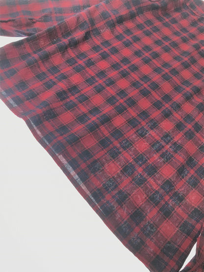 【現状渡し品】【メンズ】 MCGREGOR SCOTSET マックレガー スコットセット CHECK SHIRT チェック シャツ 衿芯 長袖シャツ トップス 146-260607-rt-09-tagh サイズ：15-15.5 カラー：レッド 万代Net店
