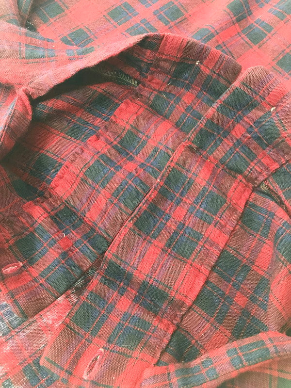【現状渡し品】【メンズ】 MCGREGOR SCOTSET マックレガー スコットセット CHECK SHIRT チェック シャツ 衿芯 長袖シャツ トップス 146-260607-rt-09-tagh サイズ：15-15.5 カラー：レッド 万代Net店