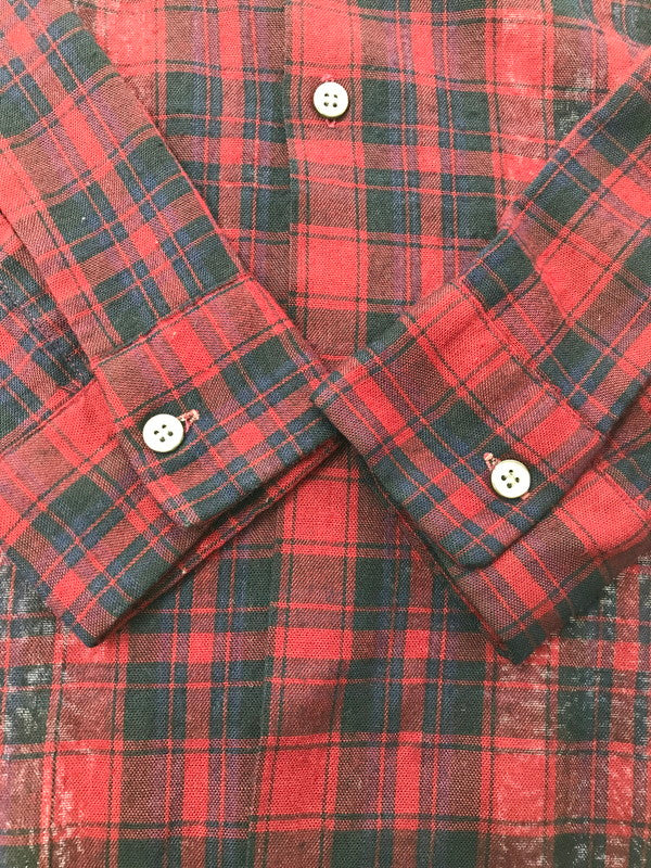【現状渡し品】【メンズ】 MCGREGOR SCOTSET マックレガー スコットセット CHECK SHIRT チェック シャツ 衿芯 長袖シャツ トップス 146-260607-rt-09-tagh サイズ：15-15.5 カラー：レッド 万代Net店
