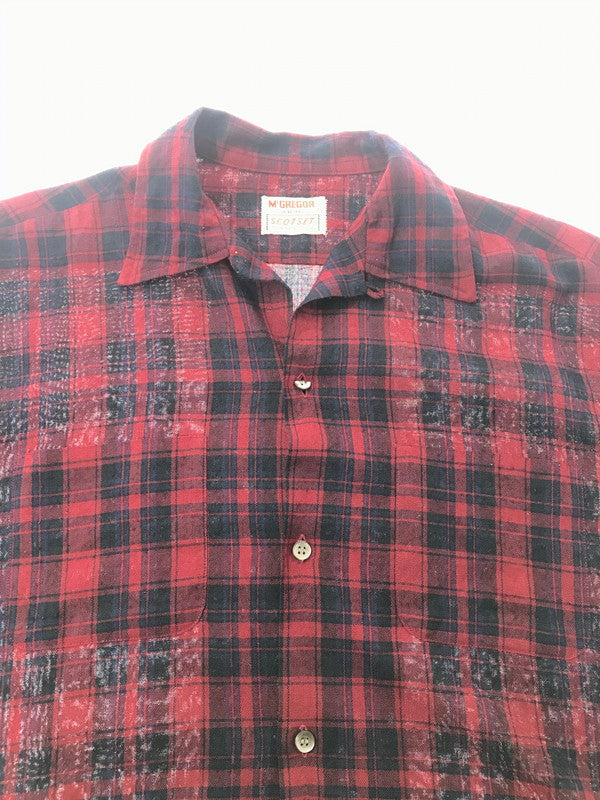 【現状渡し品】【メンズ】 MCGREGOR SCOTSET マックレガー スコットセット CHECK SHIRT チェック シャツ 衿芯 長袖シャツ トップス 146-260607-rt-09-tagh サイズ：15-15.5 カラー：レッド 万代Net店