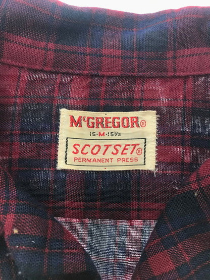 【現状渡し品】【メンズ】 MCGREGOR SCOTSET マックレガー スコットセット CHECK SHIRT チェック シャツ 衿芯 長袖シャツ トップス 146-260607-rt-09-tagh サイズ：15-15.5 カラー：レッド 万代Net店