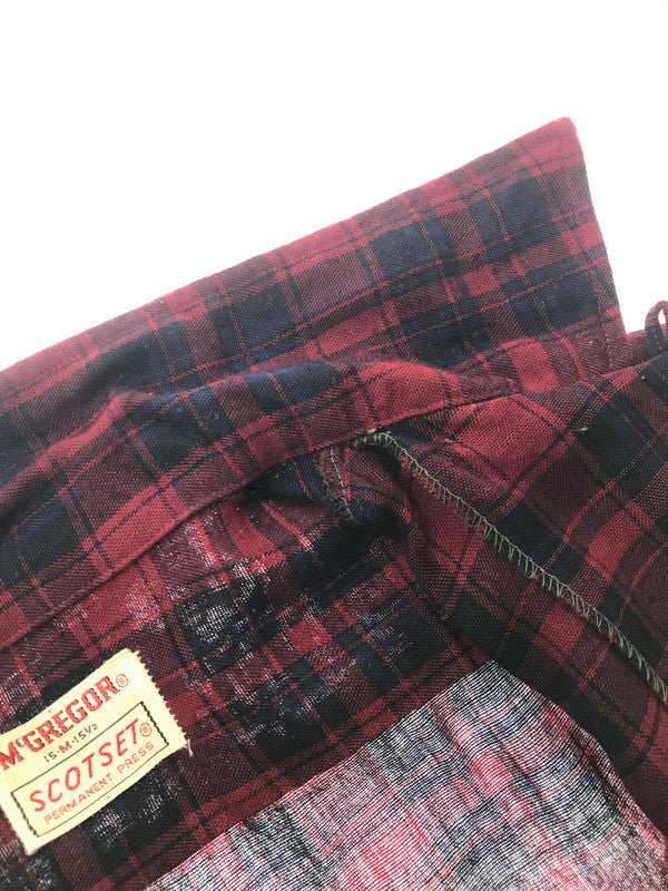【現状渡し品】【メンズ】 MCGREGOR SCOTSET マックレガー スコットセット CHECK SHIRT チェック シャツ 衿芯 長袖シャツ トップス 146-260607-rt-09-tagh サイズ：15-15.5 カラー：レッド 万代Net店