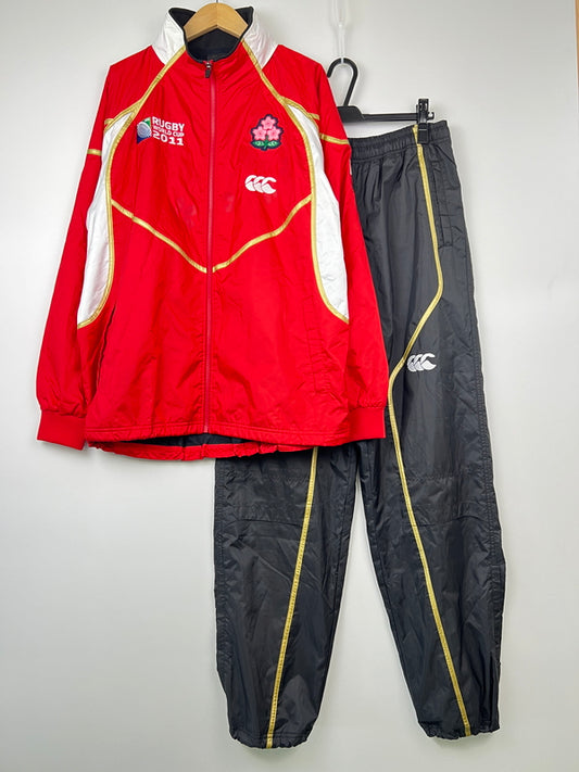 【中古品】【メンズ】 CABTERBURY カンタベリー WINDBREAKER SETUP ウィンドブレーカー セットアップ ラグビーワールドカップ2011 日本代表モデル 178-260620-kk-33-hon サイズ：上 3L/下 4L カラー：レッド/ブラック 万代Net店