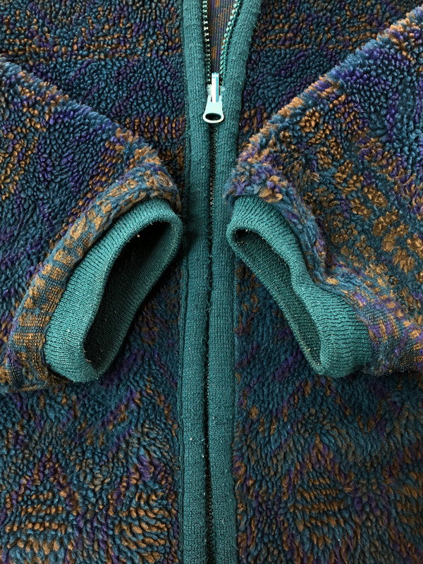 【現状渡し品】【メンズ】 COLUMBIA コロンビア 90's ALL-OVER PATTERN FLEECE JACKET 総柄 フリース ジャケット アウター 146-260607-rt-28-tagh サイズ：XL カラー：グリーン系 万代Net店