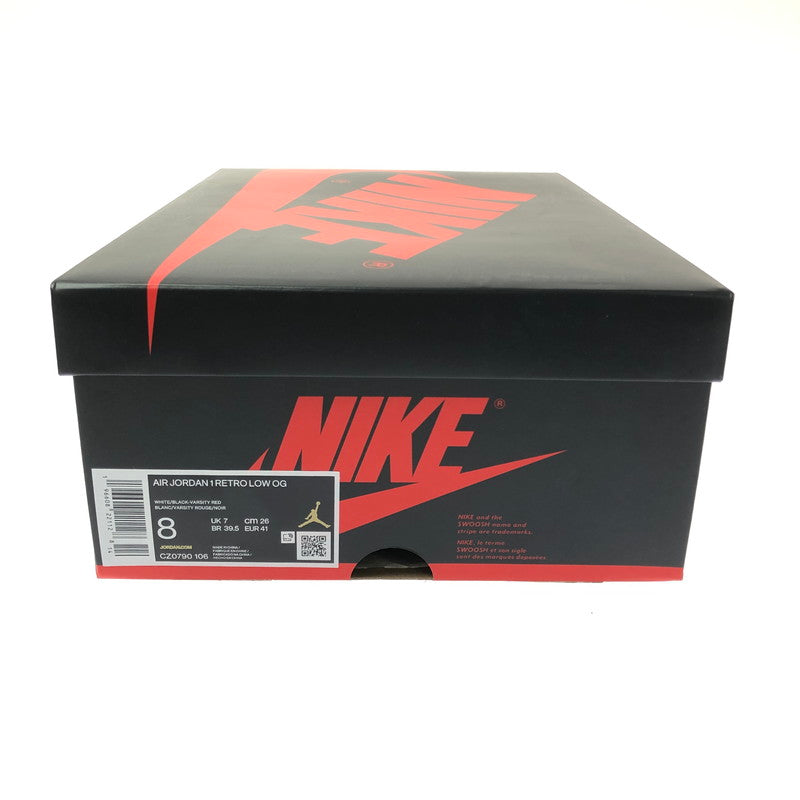 【中古品】【メンズ】 NIKE ナイキ AIR JORDAN 1 RETRO LOW OG CZ0790-106 エアジョーダン 1 レトロ ロー オリジナル スニーカー 靴 160-260608-ty-04-tagh サイズ：26cm US8 カラー：WHITE/BLACK VARSITY RED 万代Net店