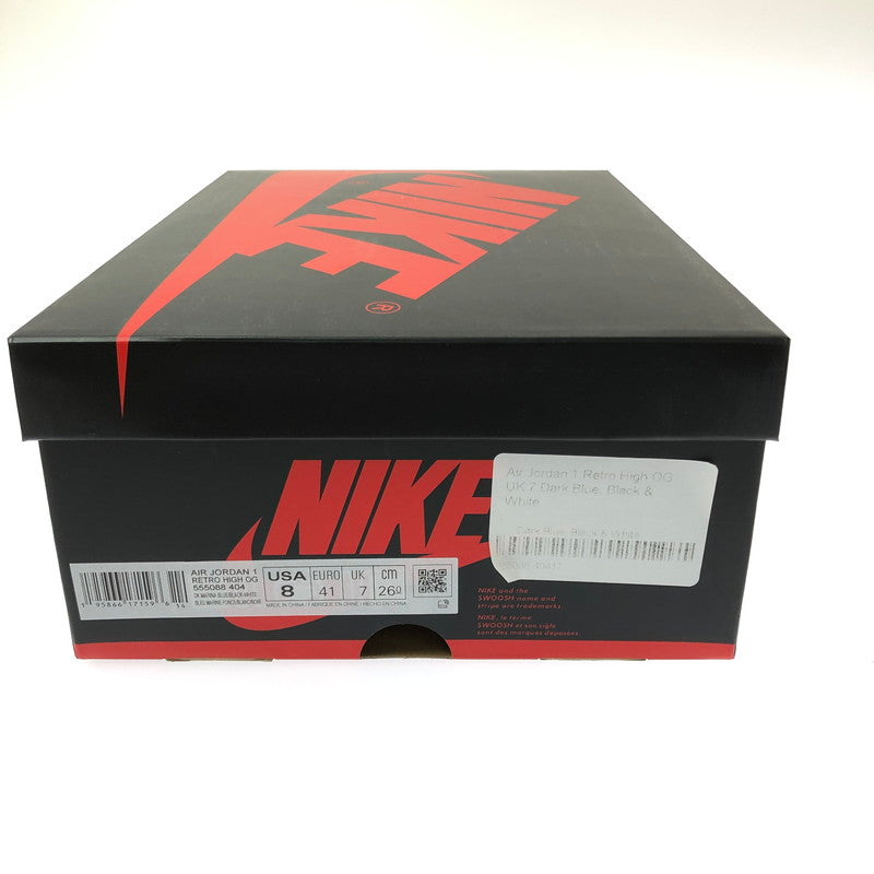 【中古美品】【メンズ】 NIKE ナイキ AIR JORDAN 1 RETRO HIGH OG 555088-404 エアジョーダン 1 レトロ ハイ オリジナル スニーカー 靴 160-260608-ty-07-tagh サイズ：26cm US8 カラー：DARK MARINA BLUE/BLACK WHITE 万代Net店