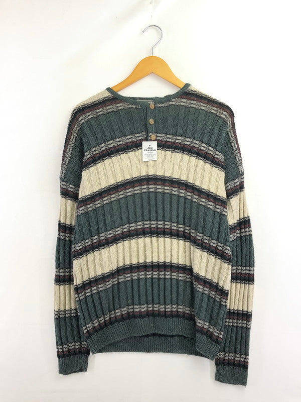 【中古品】【メンズ】 MICHAEL GERALD ミカエル ジェラルド HENRY NECK SWEATER BORDER ヘンリーネック セーター トップス 146-260913-rt-18-tagh サイズ：L カラー：ホワイト/ダークグレー 万代Net店