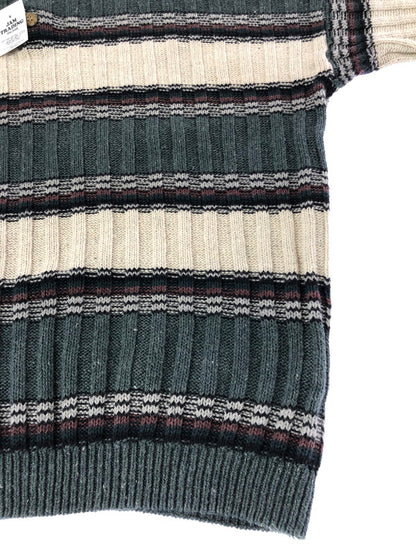 【中古品】【メンズ】 MICHAEL GERALD ミカエル ジェラルド HENRY NECK SWEATER BORDER ヘンリーネック セーター トップス 146-260913-rt-18-tagh サイズ：L カラー：ホワイト/ダークグレー 万代Net店