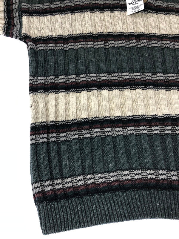 【中古品】【メンズ】 MICHAEL GERALD ミカエル ジェラルド HENRY NECK SWEATER BORDER ヘンリーネック セーター トップス 146-260913-rt-18-tagh サイズ：L カラー：ホワイト/ダークグレー 万代Net店