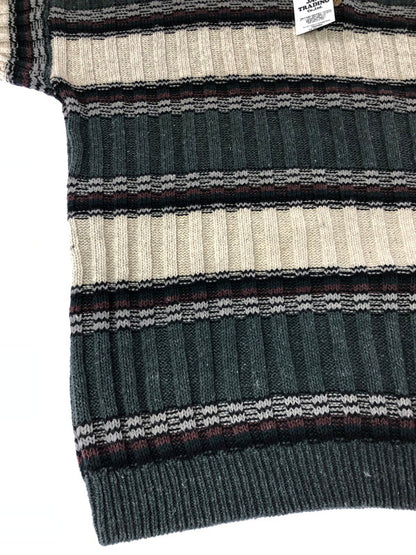 【中古品】【メンズ】 MICHAEL GERALD ミカエル ジェラルド HENRY NECK SWEATER BORDER ヘンリーネック セーター トップス 146-260913-rt-18-tagh サイズ：L カラー：ホワイト/ダークグレー 万代Net店