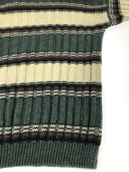 【中古品】【メンズ】 MICHAEL GERALD ミカエル ジェラルド HENRY NECK SWEATER BORDER ヘンリーネック セーター トップス 146-260913-rt-18-tagh サイズ：L カラー：ホワイト/ダークグレー 万代Net店