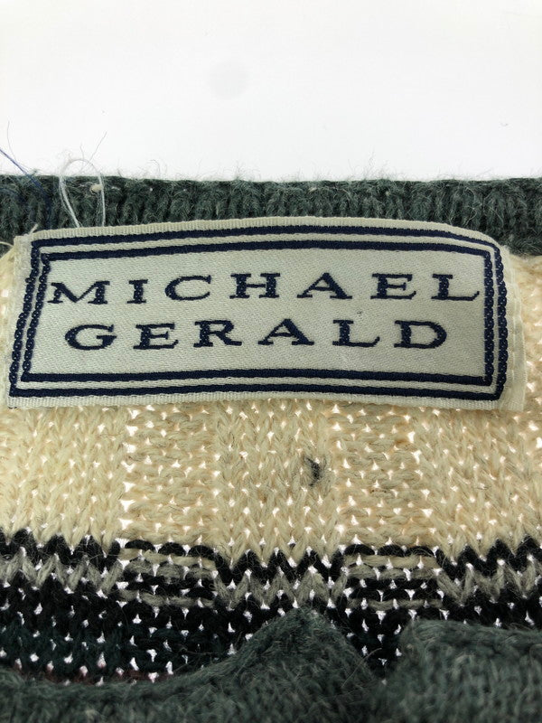 【中古品】【メンズ】 MICHAEL GERALD ミカエル ジェラルド HENRY NECK SWEATER BORDER ヘンリーネック セーター トップス 146-260913-rt-18-tagh サイズ：L カラー：ホワイト/ダークグレー 万代Net店