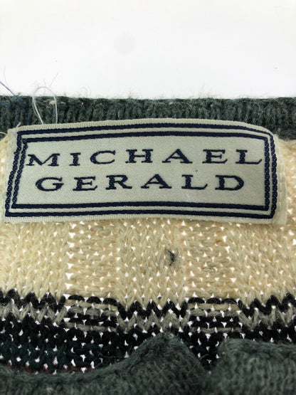 【中古品】【メンズ】 MICHAEL GERALD ミカエル ジェラルド HENRY NECK SWEATER BORDER ヘンリーネック セーター トップス 146-260913-rt-18-tagh サイズ：L カラー：ホワイト/ダークグレー 万代Net店