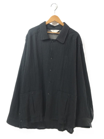 【中古美品】【メンズ】 ANCELLM アンセルム CREPE SHIRT JACKET ANCELLM クレープ シャツ ジャケット ライトアウター トップス 140-260604-rt-01-tagh サイズ：3 カラー：ブラック 万代Net店