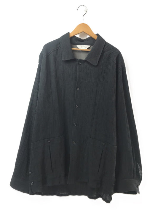 【中古美品】【メンズ】 ANCELLM アンセルム CREPE SHIRT JACKET ANCELLM クレープ シャツ ジャケット ライトアウター トップス 140-260604-rt-01-tagh サイズ：3 カラー：ブラック 万代Net店