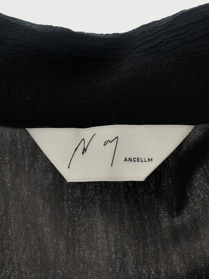 【中古美品】【メンズ】 ANCELLM アンセルム CREPE SHIRT JACKET ANCELLM クレープ シャツ ジャケット ライトアウター トップス 140-260604-rt-01-tagh サイズ：3 カラー：ブラック 万代Net店