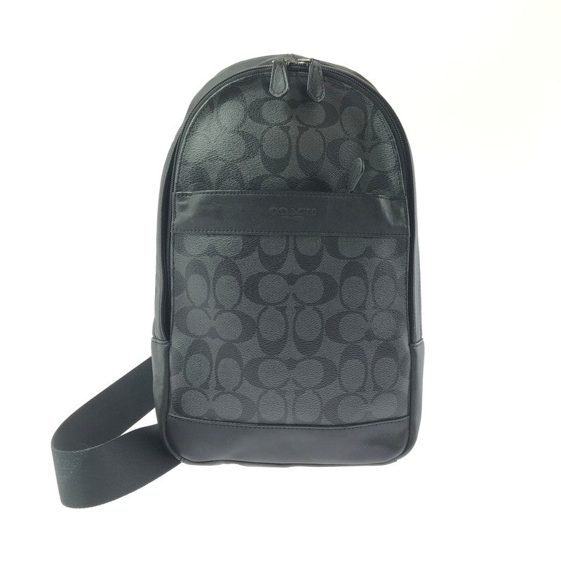 【中古品】【メンズ】 COACH コーチ F54787 SIGNATURE BODY BAG シグネチャー ボディ バッグ 鞄 カバン 180-260707-ty-05-tagh カラー：チャコール×ブラック 万代Net店