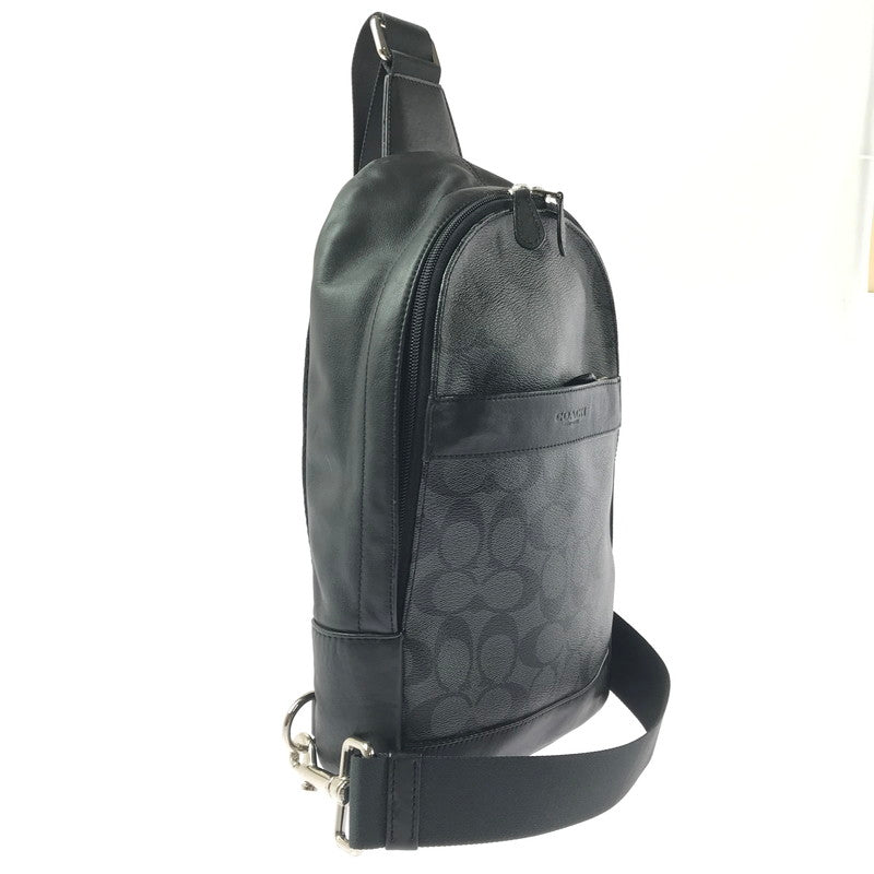 【中古品】【メンズ】 COACH コーチ F54787 SIGNATURE BODY BAG シグネチャー ボディ バッグ 鞄 カバン 180-260707-ty-05-tagh カラー：チャコール×ブラック 万代Net店