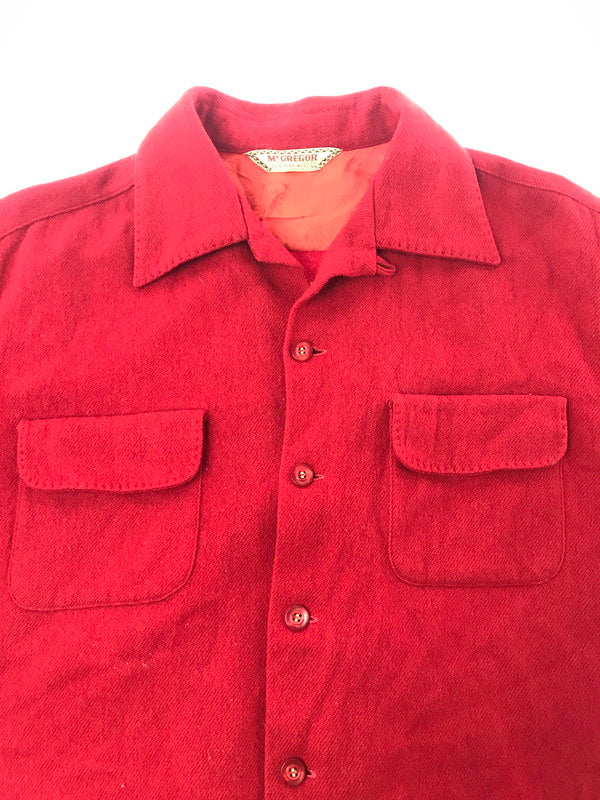 【中古品】【メンズ】 MCGREGOR マックレガー 60～70's WOOL SHIRT 60～70年代 ウールシャツ トップス USA製 ビンテージ 146-260607-rt-06-tagh サイズ：M カラー：レッド 万代Net店