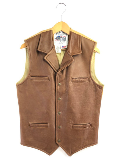 【中古品】【メンズ】 SCHAEFER シェーファー USA LEATHER SWITCHING VEST 737 USAレザー スイッチング ベスト トップス 145-260605-rt-10-tagh サイズ：S カラー：ブラウン 万代Net店