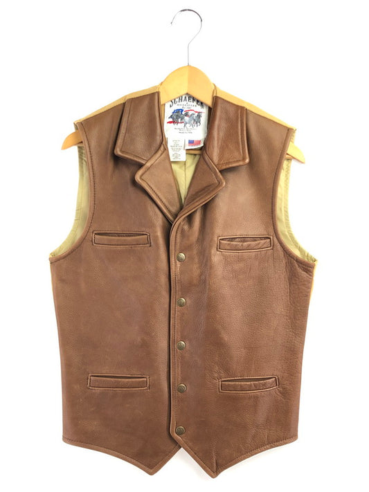 【中古品】【メンズ】 SCHAEFER シェーファー USA LEATHER SWITCHING VEST 737 USAレザー スイッチング ベスト トップス 145-260605-rt-10-tagh サイズ：S カラー：ブラウン 万代Net店