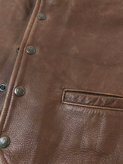 【中古品】【メンズ】 SCHAEFER シェーファー USA LEATHER SWITCHING VEST 737 USAレザー スイッチング ベスト トップス 145-260605-rt-10-tagh サイズ：S カラー：ブラウン 万代Net店