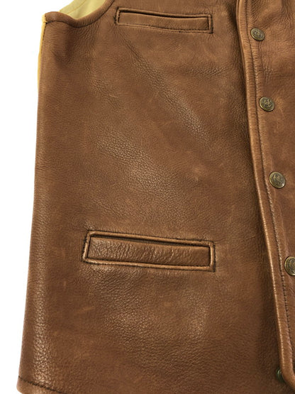 【中古品】【メンズ】 SCHAEFER シェーファー USA LEATHER SWITCHING VEST 737 USAレザー スイッチング ベスト トップス 145-260605-rt-10-tagh サイズ：S カラー：ブラウン 万代Net店