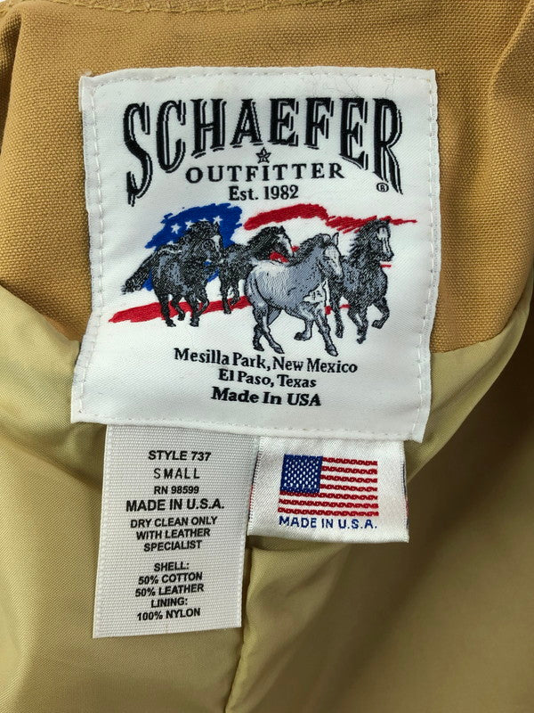 【中古品】【メンズ】 SCHAEFER シェーファー USA LEATHER SWITCHING VEST 737 USAレザー スイッチング ベスト トップス 145-260605-rt-10-tagh サイズ：S カラー：ブラウン 万代Net店