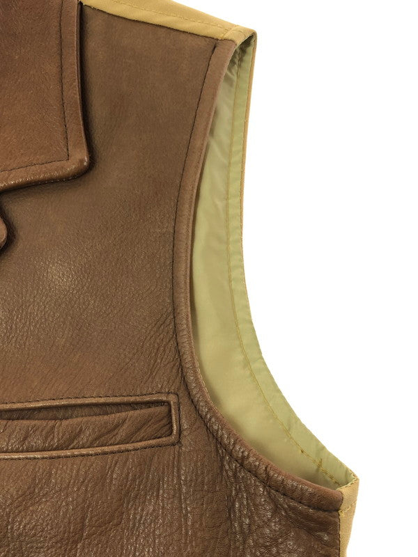 【中古品】【メンズ】 SCHAEFER シェーファー USA LEATHER SWITCHING VEST 737 USAレザー スイッチング ベスト トップス 145-260605-rt-10-tagh サイズ：S カラー：ブラウン 万代Net店