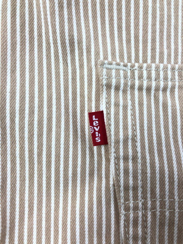 【中古品】【メンズ】 LEVI'S リーバイス STRIPE DENIM OVERALLS 79107-0019 ストライプ デニム オーバー オールズ 158-260624-rt-30-tagh サイズ：M カラー：ベージュ 万代Net店