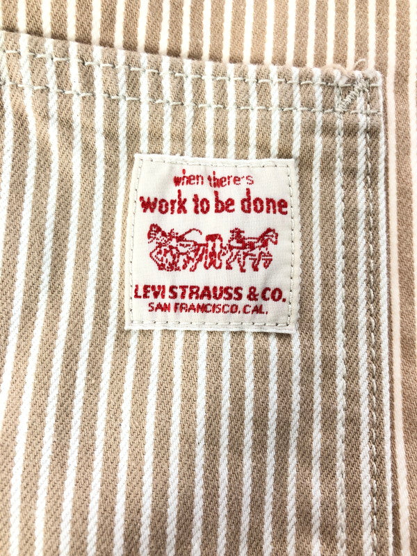 【中古品】【メンズ】 LEVI'S リーバイス STRIPE DENIM OVERALLS 79107-0019 ストライプ デニム オーバー オールズ 158-260624-rt-30-tagh サイズ：M カラー：ベージュ 万代Net店