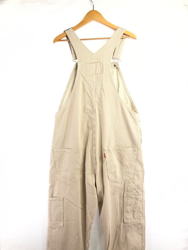 【中古品】【メンズ】 LEVI'S リーバイス STRIPE DENIM OVERALLS 79107-0019 ストライプ デニム オーバー オールズ 158-260624-rt-30-tagh サイズ：M カラー：ベージュ 万代Net店