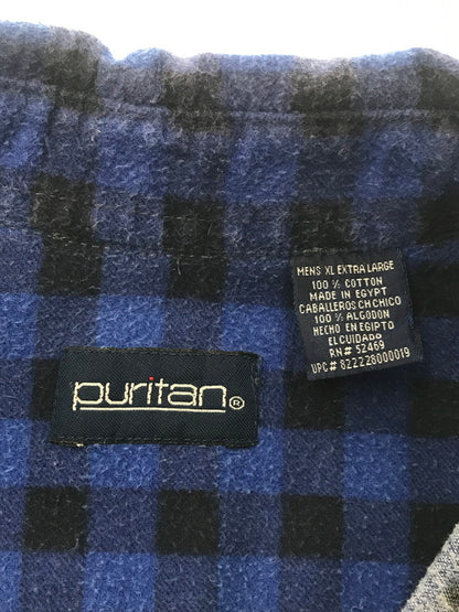 【現状渡し品】【メンズ】 PURITAN ピューリタン 90's L/S BUFFALO CHECK FLANNEL SHIRT 90年代 バッファロー チェック フランネル シャツ トップス 146-260604-rt-02-tagh サイズ：XL カラー：ブルー 万代Net店