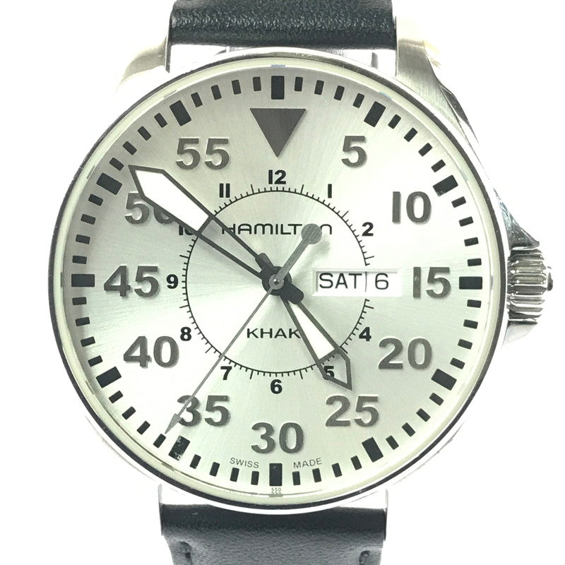 【中古品】【メンズ】 HAMILTON ハミルトン KHAKI AVIATION PILOT DAY DATE QUARTZ H64611555 カーキ アビエーション パイロット デイデイト クォーツ 腕時計 197-260607-na-20-tagh カラー：ブラック/シルバー 万代Net店