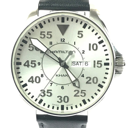 【中古品】【メンズ】 HAMILTON ハミルトン KHAKI AVIATION PILOT DAY DATE QUARTZ H64611555 カーキ アビエーション パイロット デイデイト クォーツ 腕時計 197-260607-na-20-tagh カラー：ブラック/シルバー 万代Net店