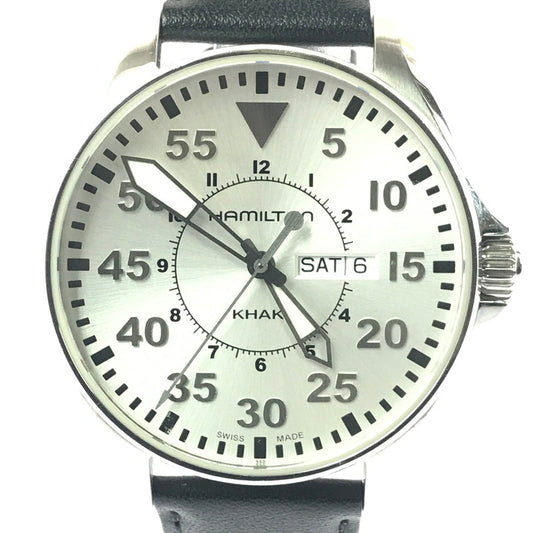 【中古品】【メンズ】 HAMILTON ハミルトン KHAKI AVIATION PILOT DAY DATE QUARTZ H64611555 カーキ アビエーション パイロット デイデイト クォーツ 腕時計 197-260607-na-20-tagh カラー：ブラック/シルバー 万代Net店