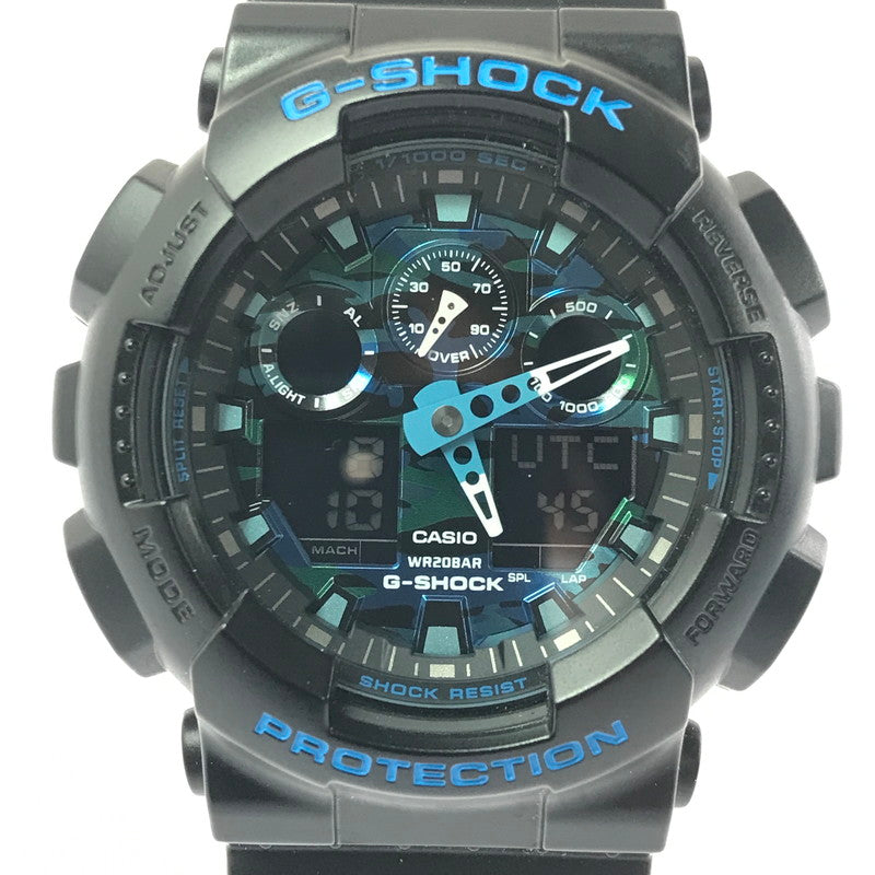 【中古品】【メンズ】 G-SHOCK ジーショック ANALOG-DIGITAL GA-100CB-1AJF アナログ デジタル クォーツ 腕時計 196-260607-na-21-tagh カラー：ブラック/ブルー 万代Net店
