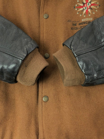 【中古品】【メンズ】 GQ-FORD ジーキュー フォード WOOL LEATHER STADIUM JACKET 127219 ウール レザー スタジアム ジャケット アウター 147-260605-rt-13-tagh サイズ：M カラー：ブラウン/ブラック 万代Net店