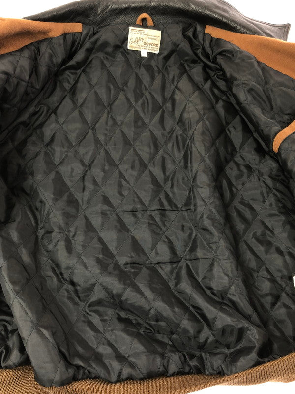 【中古品】【メンズ】 GQ-FORD ジーキュー フォード WOOL LEATHER STADIUM JACKET 127219 ウール レザー スタジアム ジャケット アウター 147-260605-rt-13-tagh サイズ：M カラー：ブラウン/ブラック 万代Net店