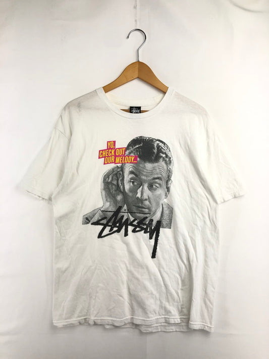 【中古品】【メンズ】 STUSSY ステューシー 00's YO, CHECK OUT OUR MELODY PRINT TEE プリント Tシャツ トップス 142-260611-rt-21-tagh サイズ：M カラー：ホワイト 万代Net店
