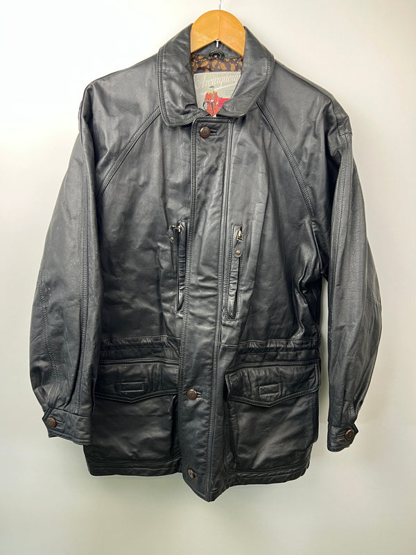 【中古品】【メンズ】 AWURQUERQUE アルバカーキ LEATHER BLOUSON レザーブルゾン アウター ハーフコート ジャケット 178-260620-kk-13-hon サイズ：M カラー：BLACK 万代Net店